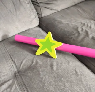 Barra Cortina Infantil Estrella Rosa y Verde