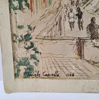 Cromolitografia Porto Fino Michele Cascella 1964