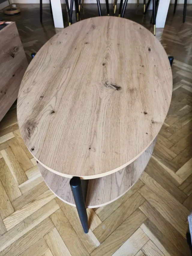 Mesa de centro ovalada madera y metal