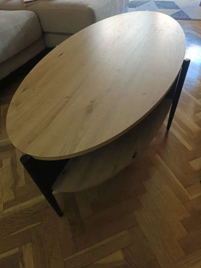Mesa de centro ovalada madera y metal