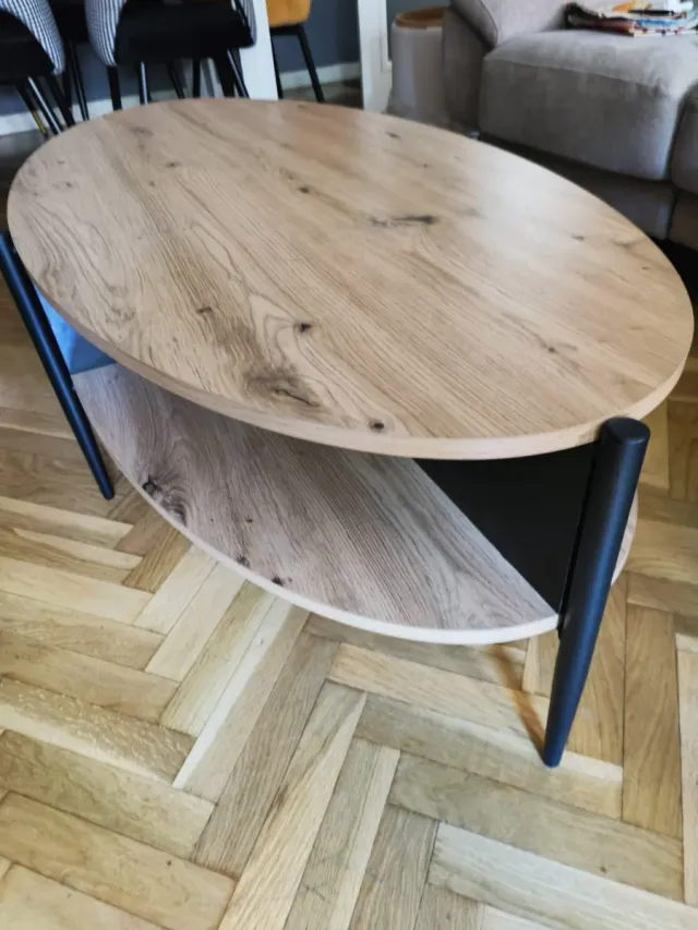 Mesa de centro ovalada madera y metal