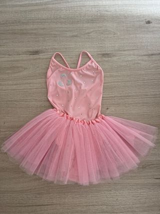 Maillot ballet rosa con tul y brillos
