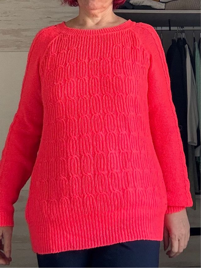 Jersey rosa/ coral de cuello redondo