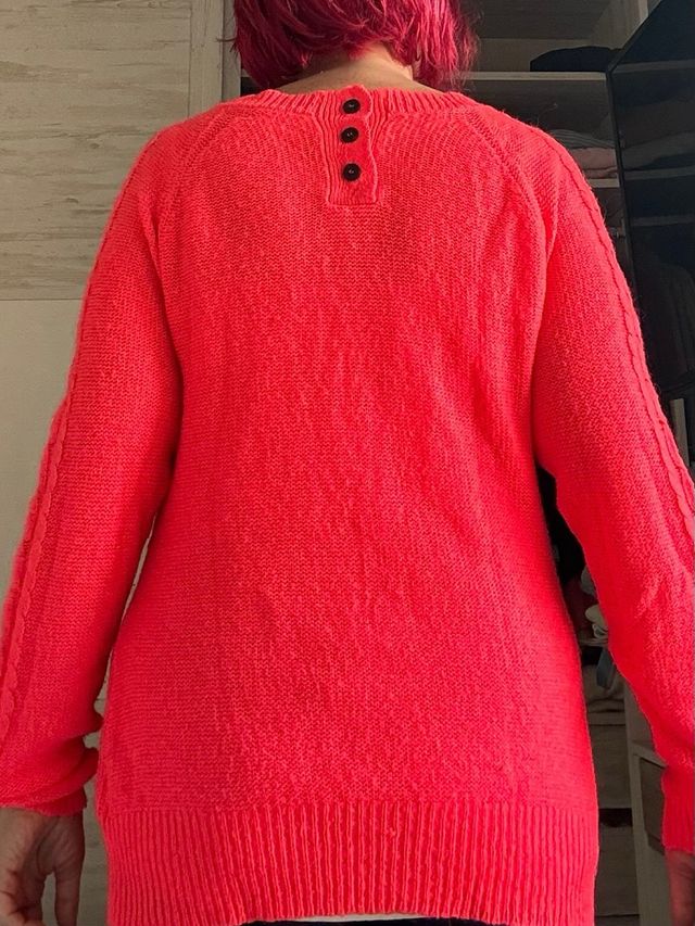 Jersey rosa/ coral de cuello redondo