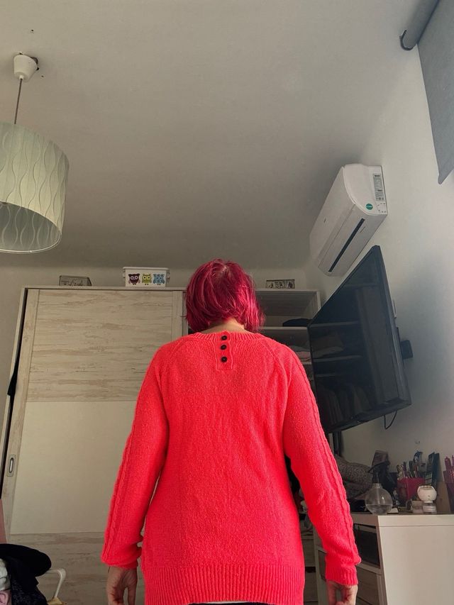 Jersey rosa/ coral de cuello redondo