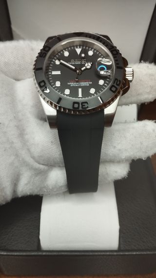 Reloj Seiko Mod Yatch-Master Negro y Gris Plateado