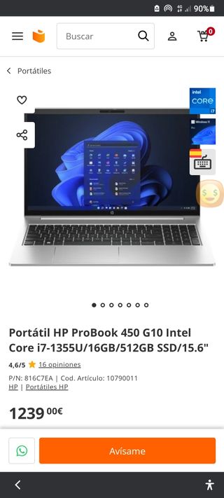 Hp Probook 450 G10 , i7 13th, 16 Ram y 512Gb SSD 
