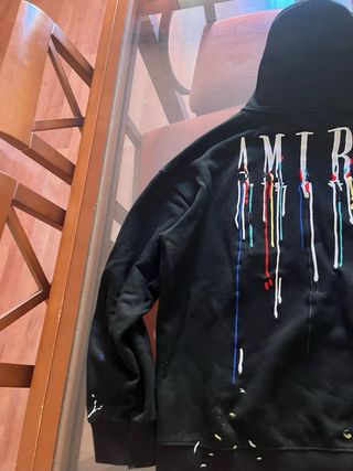 Sudadera Amiri Negra con Detalles Multicolor
