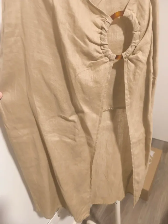 Falda midi pareo lino Zara