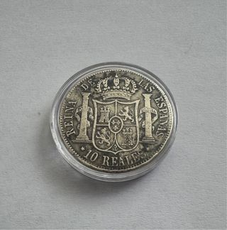 Moneda Plata 10 Reales 1855 Reina España