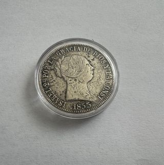Moneda Plata 10 Reales 1855 Reina España