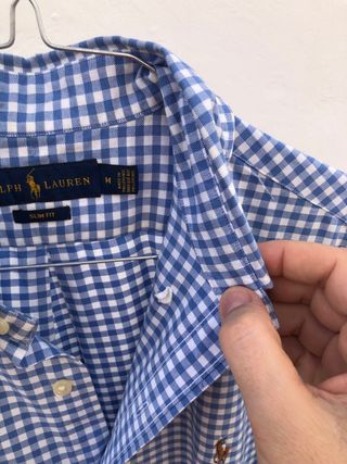 Camisa Ralph Lauren cuadros azul Talla M Slim Fit.