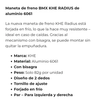 Manetas Freno KHE BIKES Radius