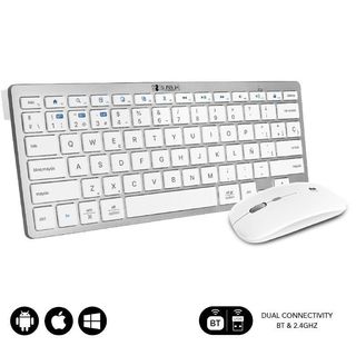 Teclado y Ratón inalambricos Plata/Blanco