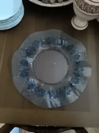 Centrotavola in vetro blu trasparente