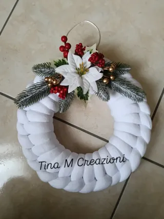 Ghirlanda Natalizia Marshmallow Bianca con decoraz