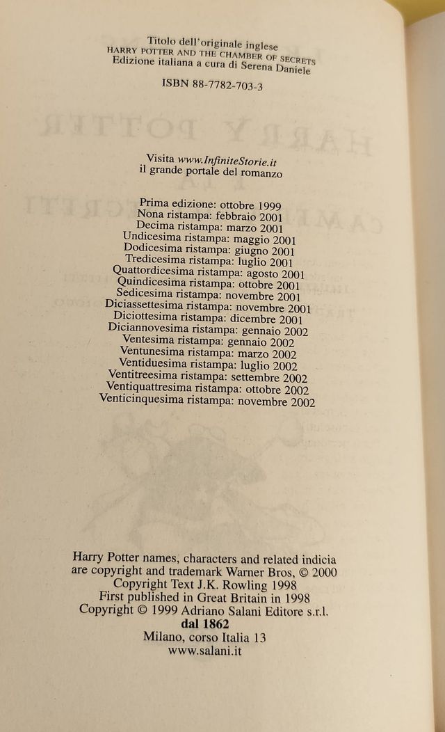 Harry Potter E la Camera Dei Segreti (Italian E...