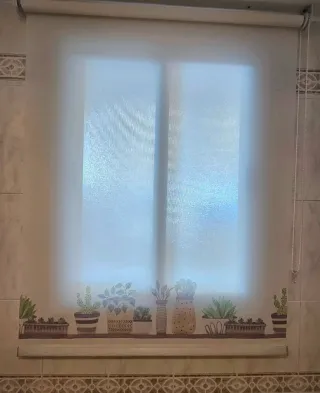 Estor blanco motivos cactus 100 cm