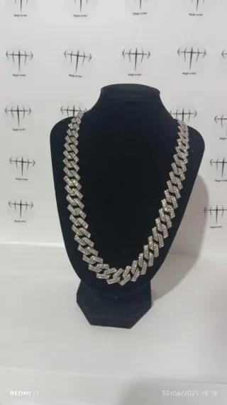 Collar y Pulsera Cubano Plateado