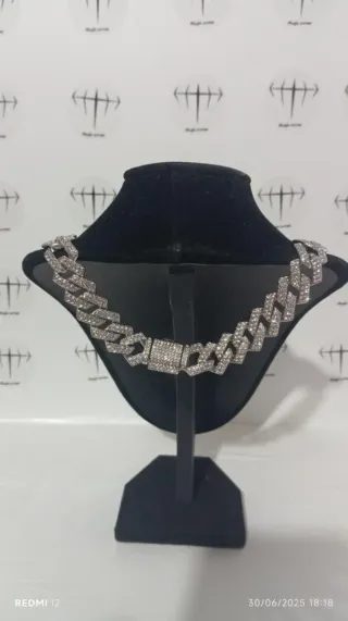 Collar y Pulsera Cubano Plateado