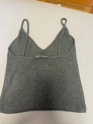 Camiseta tirantes gris canalé
