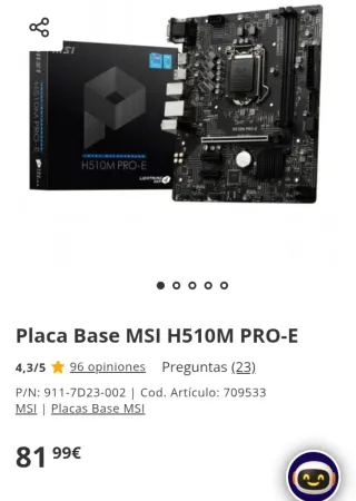 Placa Base MSI H510M PRO-E Micro-ATX LGA1200 DDR4