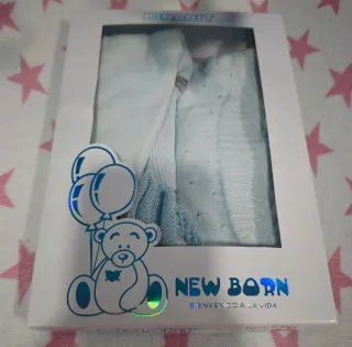 Set per bambini a pois blu e bianchi