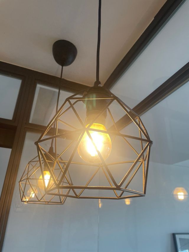 [Mudanza]lámparas Colgantes Vintage Dorada y Negra