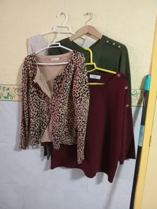 Lote 3 jerseys punto mujer y una chaqueta talla S_