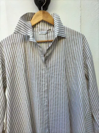 Blusa de rayas beige y blancas talla xl