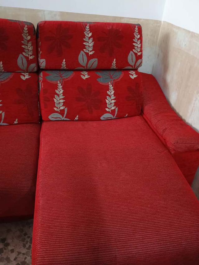 Chaiselongue moderno tela rojo y gris