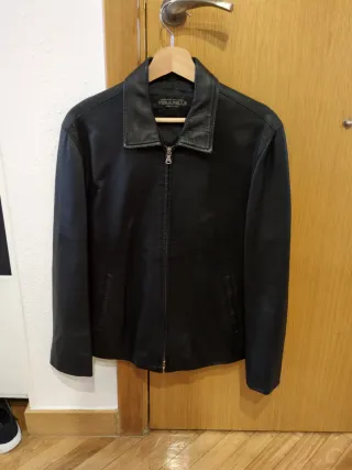 Chaqueta Vintage Vera Pelle Negra Hombre