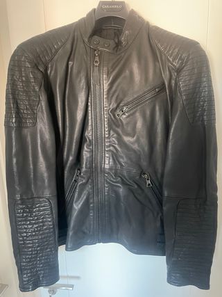 Cazadora Cuero Negra Mango Talla XL
