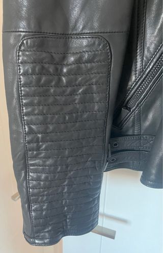 Cazadora Cuero Negra Mango Talla XL