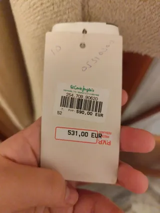 Abrigo paño beige cuello pelo extraíble