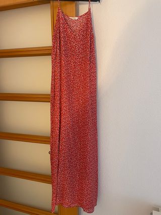 Vestido largo rojo estampado