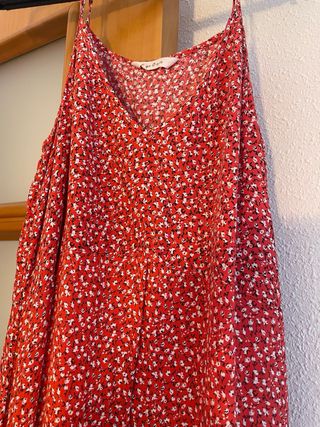 Vestido largo rojo estampado