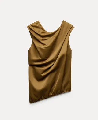 Top Zara Fruncido Satén