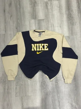 Sudadera Nike Rework Vintage y2k Beige/Azul