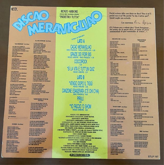 Vinile Renzo Arbore Discao Meravigliao