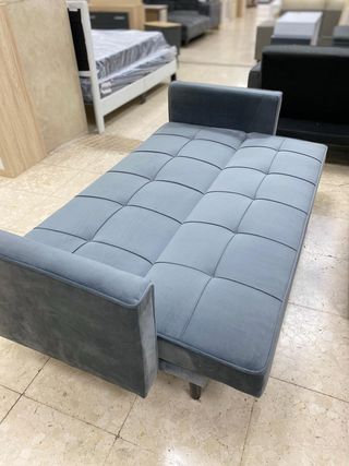 SOFA CAMA NUEVO TELA SUAVE TERCIOPELO GRIS OFERTA