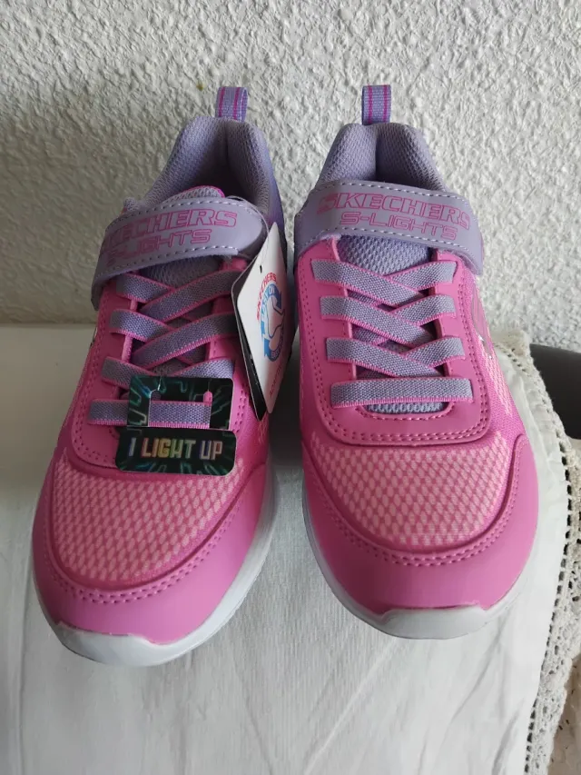 Zapatillas Skechers S-Lights Niña Rosa/Morado