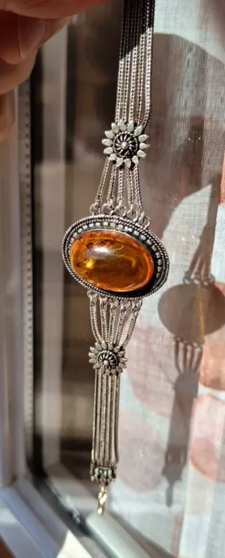 Pulsera Vintage Plata y Ámbar