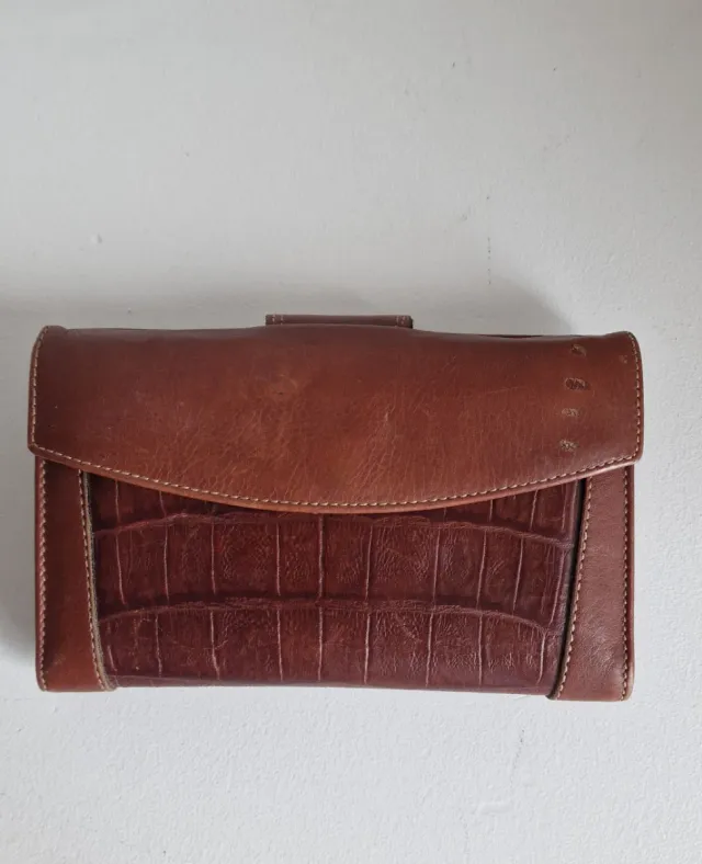 Cartera de cuero mujer marrón