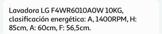 Lavadora LG 10kg A-10%