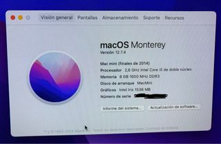 MacMini 2014 8GB HD 2TB Y 240 GB NVME
