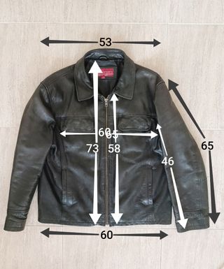 Chaquetón Cuero de búfalo XL. Medidas indicadas.