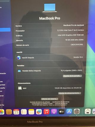 PORTÁTIL APPLE MACBOOK PRO 15 