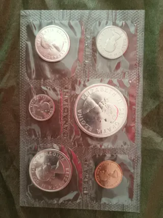 1964 Blister 4 monete canadesi in argento + 2 senza argento