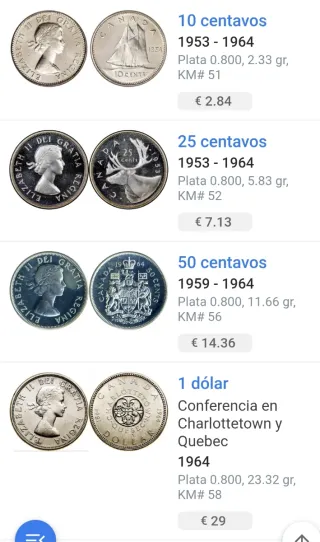 1964 Blister 4 monete canadesi in argento + 2 senza argento